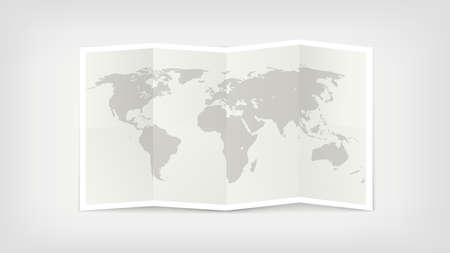 Paper world map. Folded map vector illustrationのイラスト素材