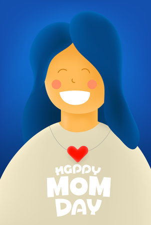 Happy mothers day vector card. Smiling woman cute 3d style vector illustrationのイラスト素材