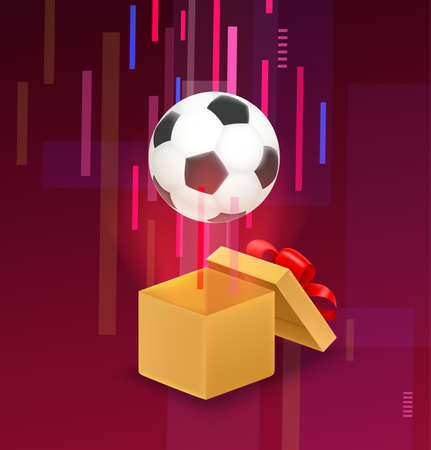 Opened box with soccer ball flying out from the boxのイラスト素材