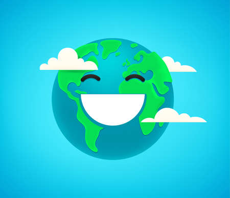 Cute character - mother Earth. Happy Earth Day vector illustrationのイラスト素材