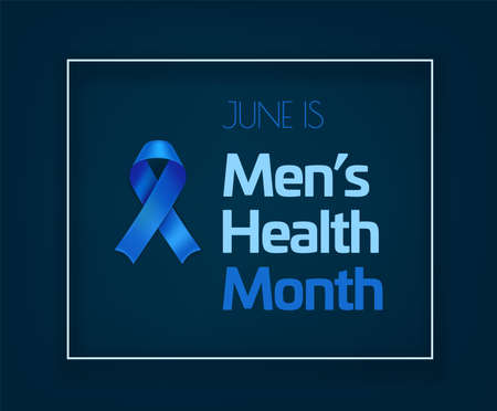 June is Mens Health Month. Vector concept with frame and blue ribbonのイラスト素材