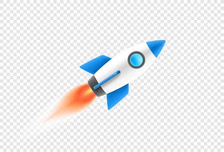 Rocket with the flame isolated on transparent backgroundのイラスト素材