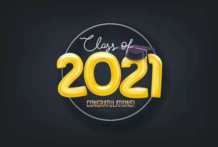 Class of 2021 vector card with circle frameのイラスト素材