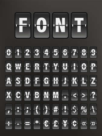 Vintage style flipping scoreboard lettrs and numbers vector clipartのイラスト素材