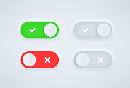 YES and NO toggles application interface vector clipartのイラスト素材