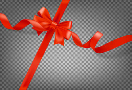 Red ribbon on white background. Realistic vectorのイラスト素材
