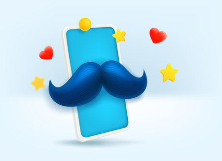 Funny cartoon smartphone with mustacheのイラスト素材