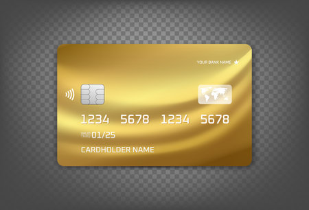 Golden VIP card with world map vector mockup isolated on transparent backgroundのイラスト素材