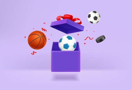 Sport inventory flying from opened boxのイラスト素材