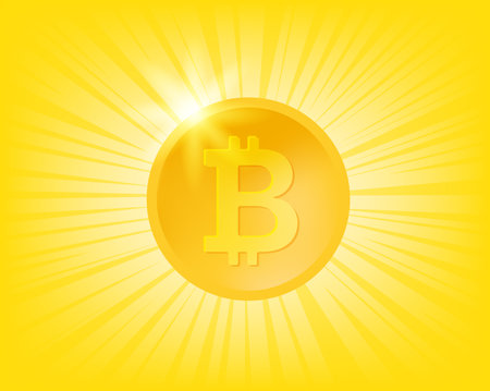 Shining bitcoin with sun raysのイラスト素材