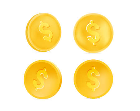 Golden coins isolated on white backgroundのイラスト素材