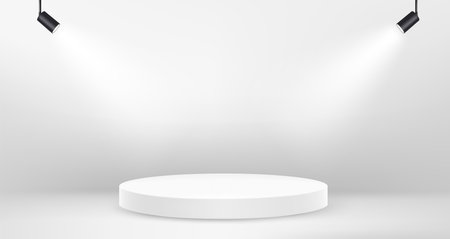 Empty stage illuminated with top spot lightsのイラスト素材