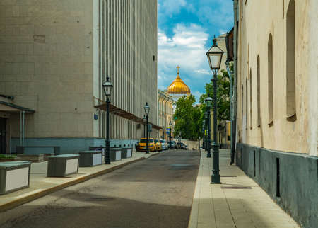 Empty street in the center of Moscowの写真素材