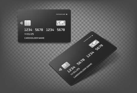 Black card vector mockup isolated on transparent backgroundのイラスト素材
