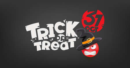 Trick or treat vector banner with inscription and angry witch faceのイラスト素材