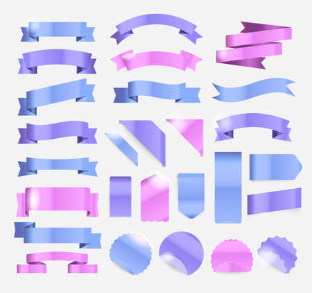 Retro style ribbons, tags and emblems pastel colorsのイラスト素材