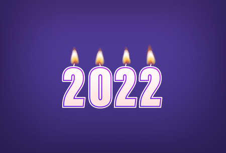 2022. Wax candle numbers on violet backgroundのイラスト素材