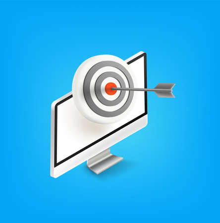 Dart in a bullseye. Success business concept. Isometric vector illustration isolated on white backgroundのイラスト素材