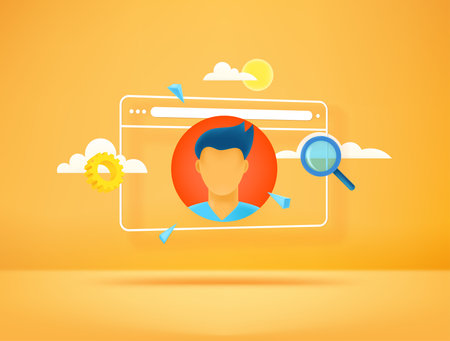 Searching for a people in social network. 3d style vector illustration
