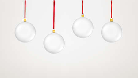Merry Christmas vector illustration with white bauble on white backgroundのイラスト素材