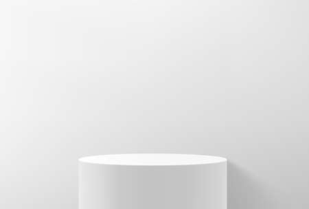 Bright soft interior with empty pedestal. Realistic 3d style vector illustrationのイラスト素材