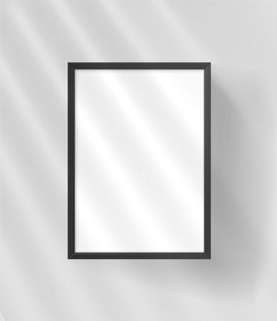 A4 photo frame mockup with sun flare effect. Light of the window with blindsのイラスト素材