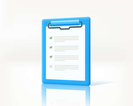 Clipboard with contract papers on a floor. 3d vector illustrationのイラスト素材