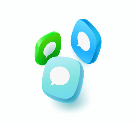 Buttons set with messege icons. 3d vector illustrationのイラスト素材