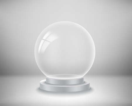 Transparent glass empty crystal ball. 3d vector illustration with copy spaceのイラスト素材