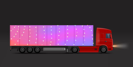 Modern truck decorated with garland. Vector illustrationのイラスト素材