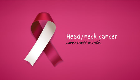 Head and neck cancer awareness month banner. Burgundy and ivory ribbonのイラスト素材