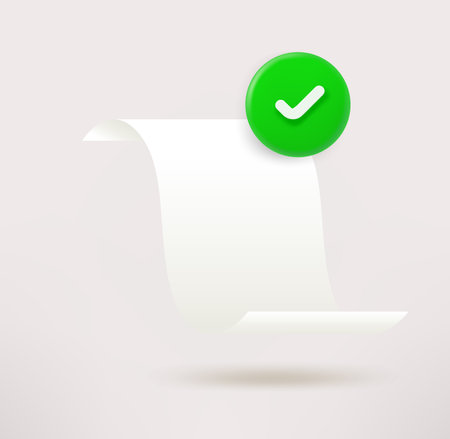 Paper sheet icon with checkmark. 3d vector iconのイラスト素材