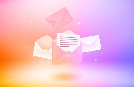 Receiving and sending mail concept. 3d vector objects with levitation effect
