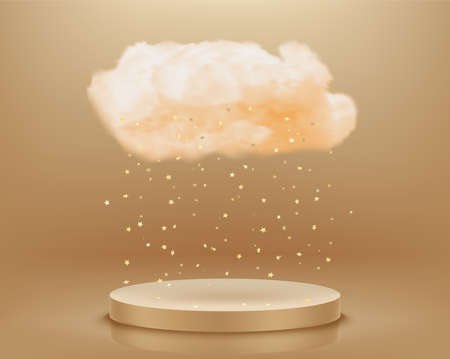 golden stars falling down from the cloud. 3d vector illustrationのイラスト素材