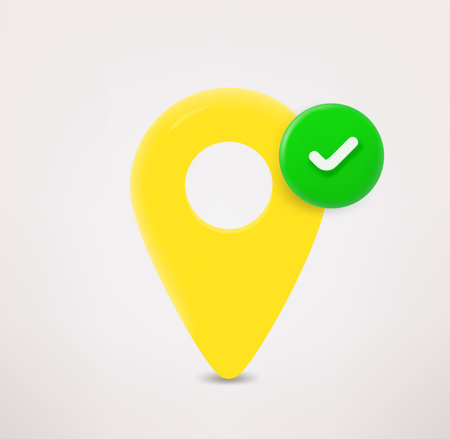 Navigation pin icon with checkmark. 3d vector iconのイラスト素材