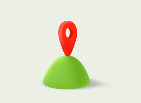 Red Pin on a hill. 3d vector illustration
