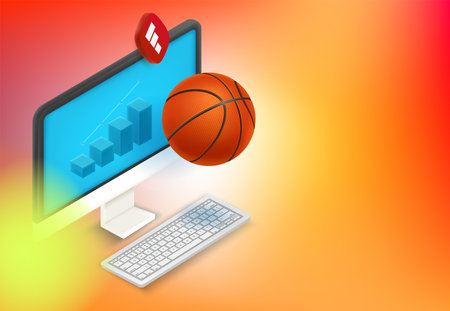 Basketball statistics online. vector conceptのイラスト素材