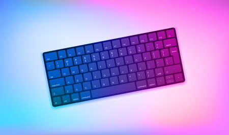 computer keyboard. 3d vector illustration with holographic effectのイラスト素材