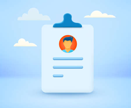 HR card with photo of emloyee. 3d vector illustrationのイラスト素材