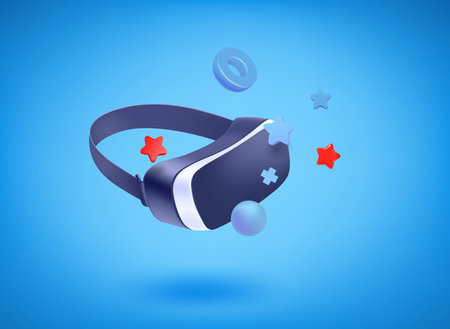 VR glasses in digital metaverse concept. 3d vector illustration