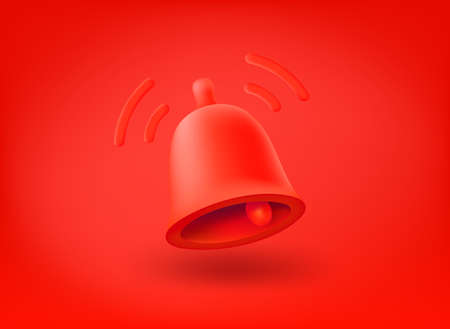 Red bell icon on red background. 3d vector iconのイラスト素材