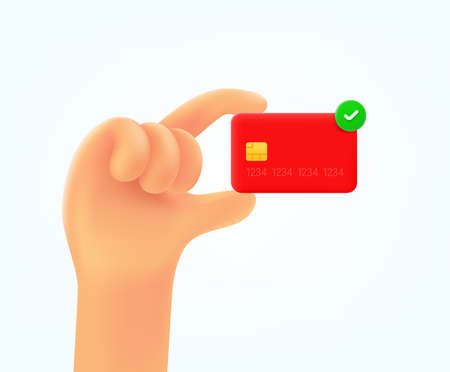 Credit card in a hand. 3d vector illustrationのイラスト素材
