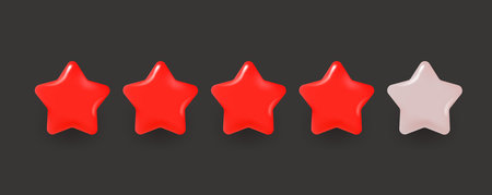 Red rating stars clipart. 3d vector set
