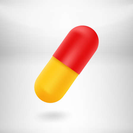 Yellow and red pill. 3d vector objectのイラスト素材