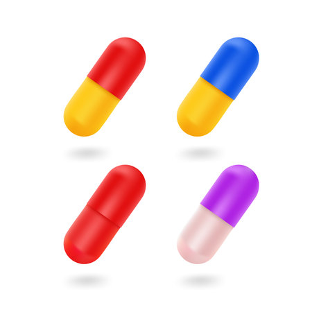 Different color pill set. 3d clipart