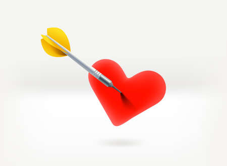Dart on a heart. 3d vector illustrationのイラスト素材