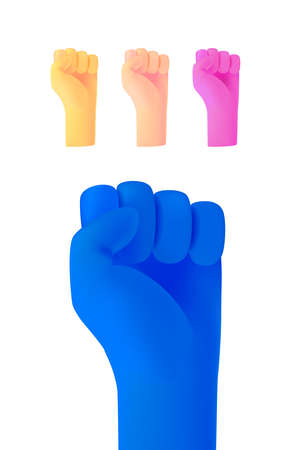 Cartoon fists collection. 3d vector clipart isolated on whiteのイラスト素材