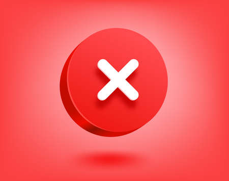 Red button with white cross. 3d vector buttonsのイラスト素材