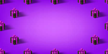 Abstract background with gift boxes and copy space. 3d vector bannerのイラスト素材