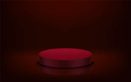 Dusk red studio round platform. 3d vector illustrationのイラスト素材